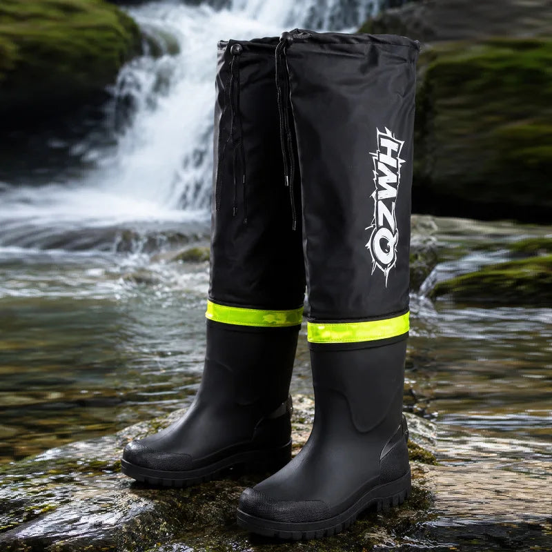 Fashionable Men's Rain Boots Large Size Long Rain Boots Extra Long Outdoor Fishing Shoes Waterproof Non-slip Lightweight Shoes