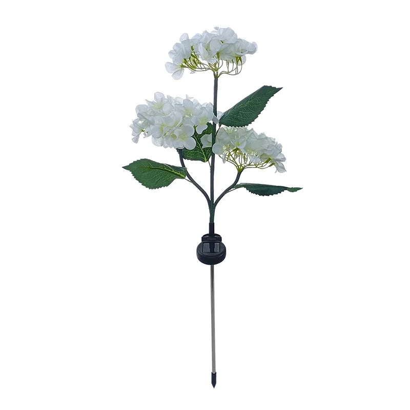 Garden Decor 3 Heads Hydrangea Artificial Flower Solar Lawn Lamp Summer Wedding Party Holiday Outdoor Patio Yard Decoration Lamp