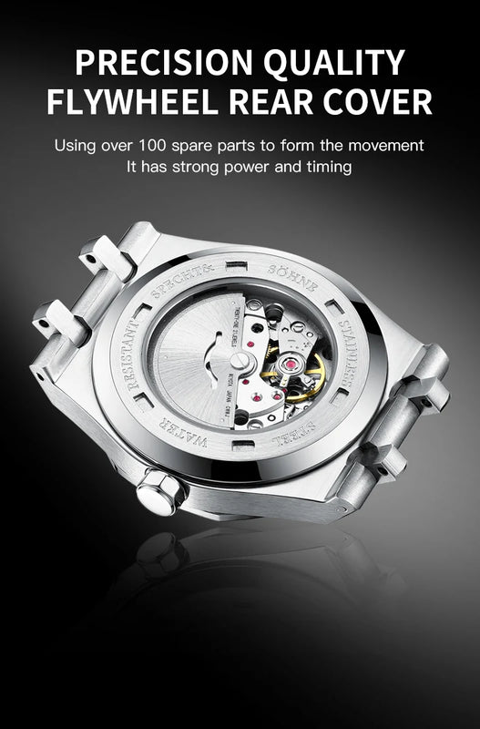 New Luxury Specht & Söhne Automatic Mechanical Watches Japan 8215 Movt Stainless Steel Watch Sapphire Crystal Waterproof 40MM