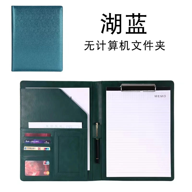 2026 A4 PU Leather Business Padfolio Organizer Case Vintage Binder Business Manager Document Pads Office File Folder