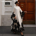 Contessa Custom Off White High Neck Evening Dress Floral | SAMAG