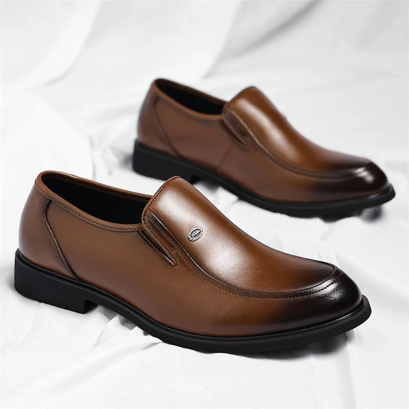 Men's leather shoes, business British style, casual, one foot, lazy loafers, dress shoes