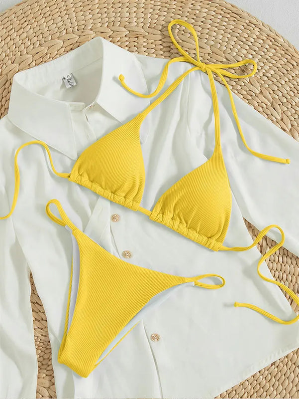 XS-XL Pad Bikini Set Beach Triangle Swimwear Women Maio | SAMAG