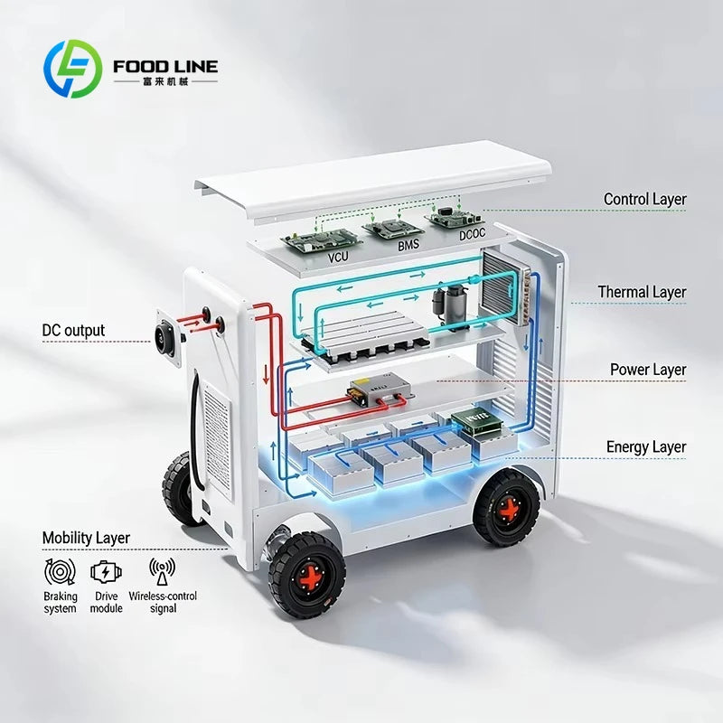 Customized All-in-One Mobile Energy Storage Charging Unit 200kWh 120kW Integrated EV Charger and Power Bank