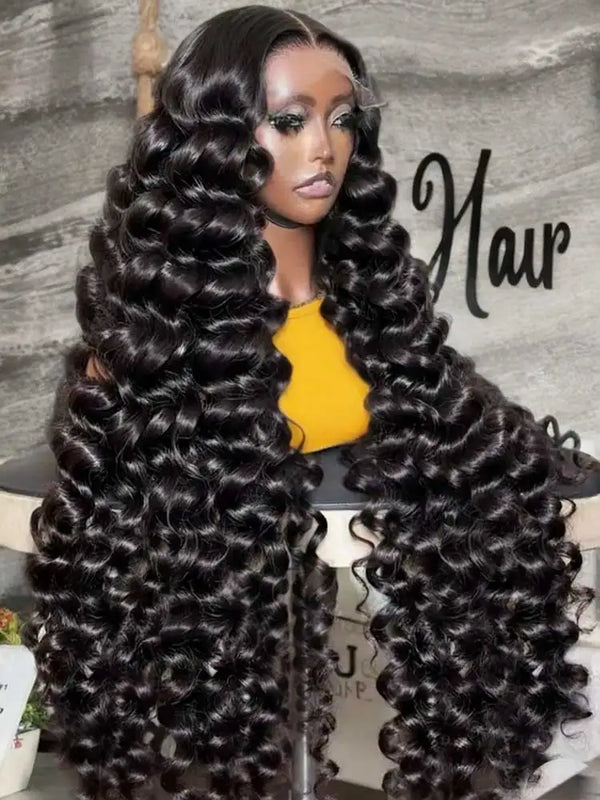 13x4 HD Lace Loose Deep Wave Frontal Wigs 250% Transparent 30 40 Inch 13x4 Deep Water Wave Curly Lace Front Human Hair Wigs