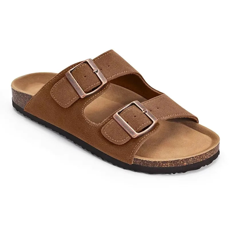 Litfun Classic Cork Clogs For Women Men Genuine Summer Clogs with Arch Support Cork Leather Home Mules Shoes Thick Beach Sandals