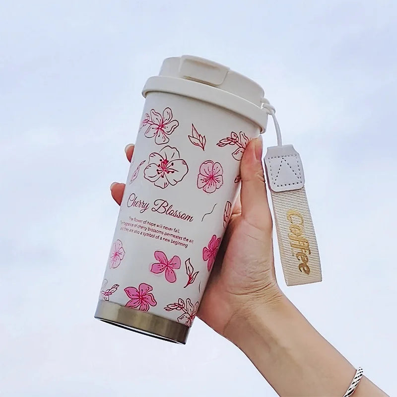 500ML Thermo Cafe Coffee Mug Car Thermos Mug LeakProof Travel Thermo Cup for Tea Coffee Stainless Steel Water Bottles for girls