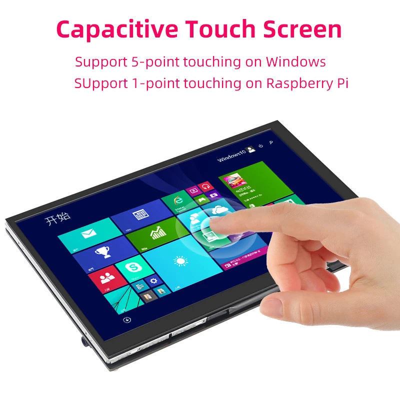 7 Inch Portable Display IPS LCD Capacitive Touch Screen 1024x600 Monitor Optional Speakers for Raspberry Pi Laptop PC