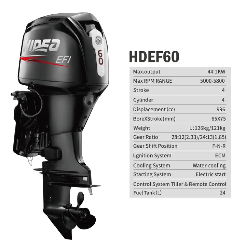 Hidea brand EF60 EFI Outboard Motor 4 Stroke 60HP Outboard Engine EFI system Electric Motor remote control option