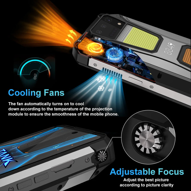 8849 Tank 2 PRO Unihertz Projector Rugged Smartphone 23800mAh  2.4K Display 24GB 512GB Mobile Phone 120W Android 14 Phone