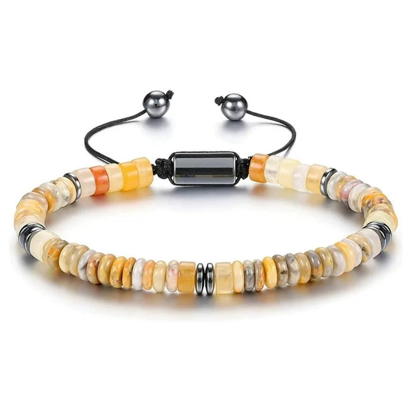Healing Crystal Bracelets Abacus Bead flat Beaded Bracelets for Men Women Adjustable Natural Stone Bracelets for Father Son