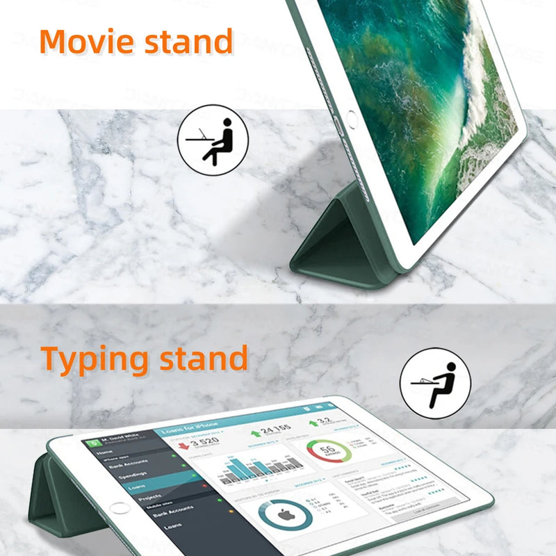For iPad 10.2 Case 7/8/9th Generation Cover For 9.7 5/6th Air 2 Pro 11 1st/2nd/3rd/4th Air 4/5 10.9 Wake up from sleep funda