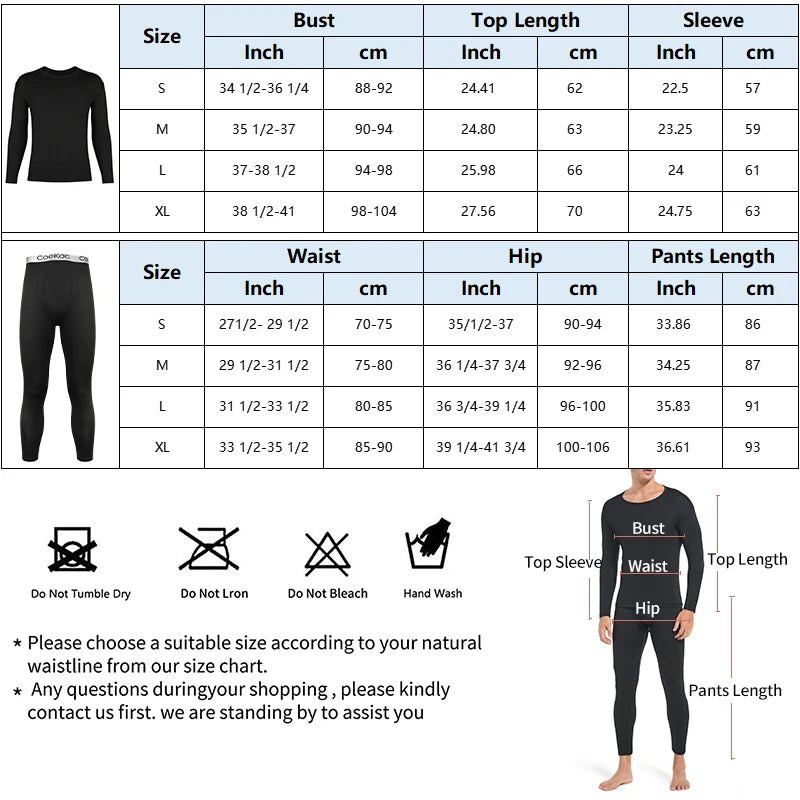 2PCS Mans Winter Thermal Underwear Set Warmth Slim Body High Elasticity Comfortable Top & Bottom Set Long Sleeves Autumn Clothes