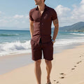 Men's Summer Clean Fit Solid Color Casual Vacation Set | SAMAG