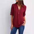 Women Cool Loose Shirt Deep V Neck Chiffon Fashion Blouse - View 11 | SAMAG