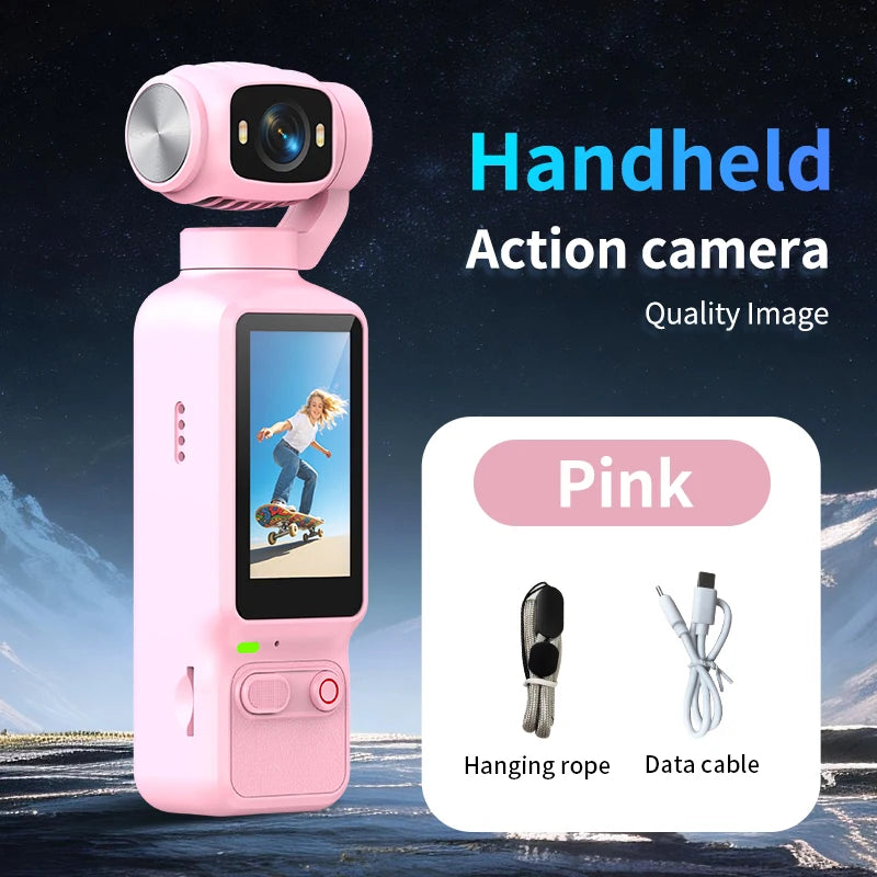 HD 4K Action Camera 180 Degree Rotatable For Vlog YouTube Tiktok Girls Record Life Video Recording Entry Portable Action Camera