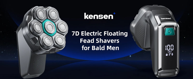 Kensen S32 Electric Head Shaver for Men 7D Floating Cutter USB-C Rechargeable 8100/8500 RPM IPX6 Waterproof Magnetic Head Razor