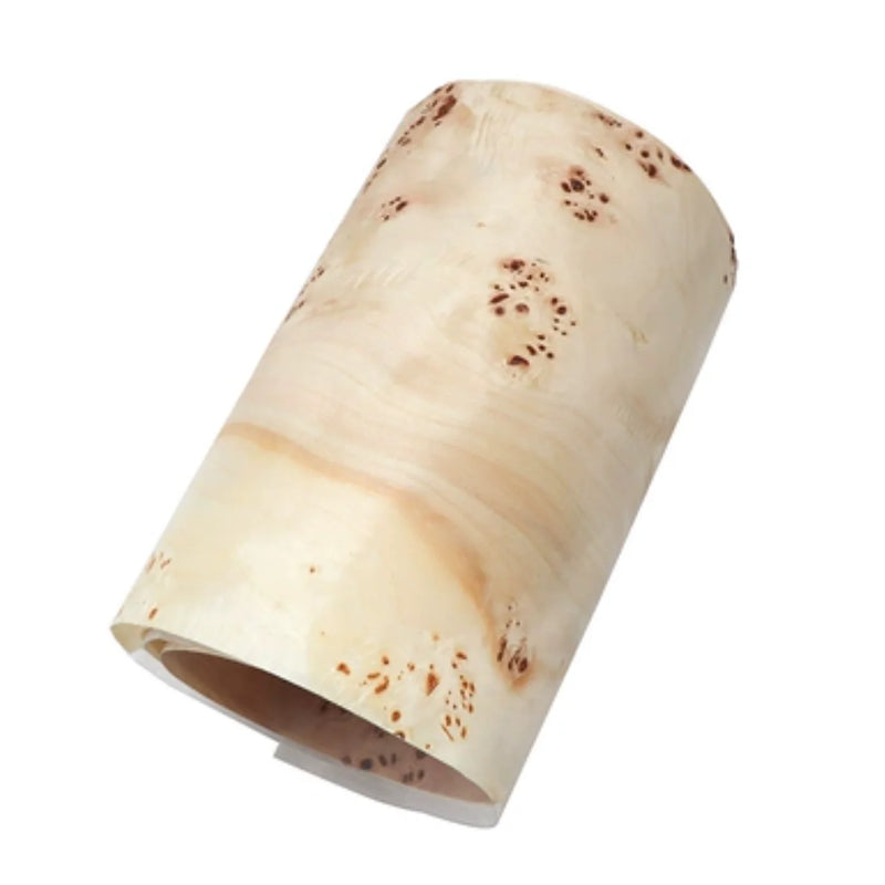 Length:1.6meters Width:230mm T:0.25mm Naturally White Poplar Tumor Wood Veneer Sheets Guitar Skateboard Backpack Decoration