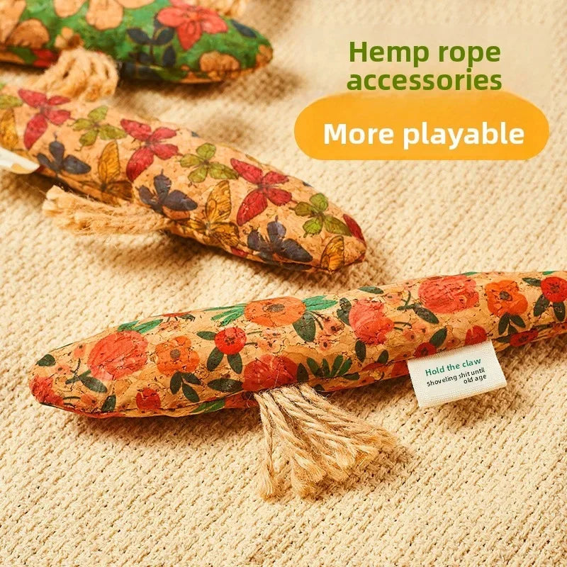 Cork Fish Shaped Cat Toy Safe Bite Resistant Attract Cat To Bite Grind Teeth Claws Relieve Boredom Functions Interactive Pet Toy