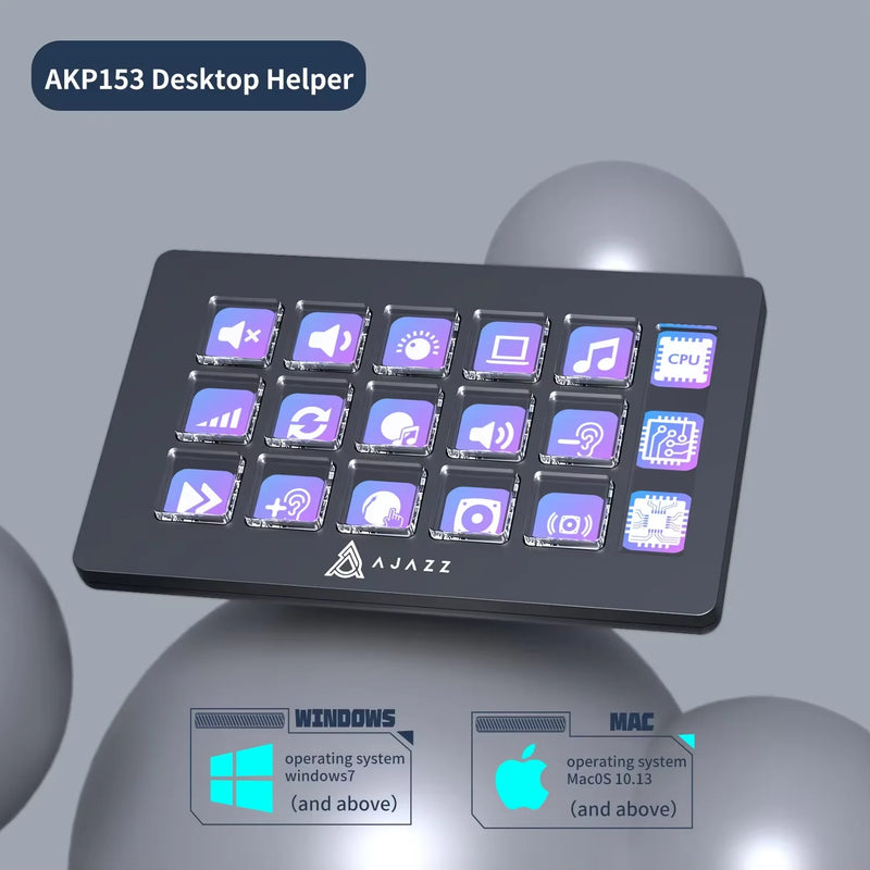 AJAZZ AKP03E/153E Programmable Macro Keyboard  Mechanical Gaming Keyboard Custom Button Mini Keyboard For Multiple Scenario