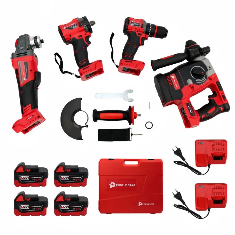 Brushless Electric Tools Screwdriver Hammer Angle Grinder Wrenches Combination Set With 4 Batteries - View 3 | SAMAG