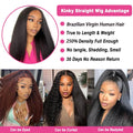 Kinky Straight 13X4 Lace Front Wig Glueless Yaki Straight HD Lace Frontal Wig Vietnamese Raw Curly Human Hair Wigs 5x5 HD Closure Waer And Go Glueless Wigs 250% Density On Clearance Sale