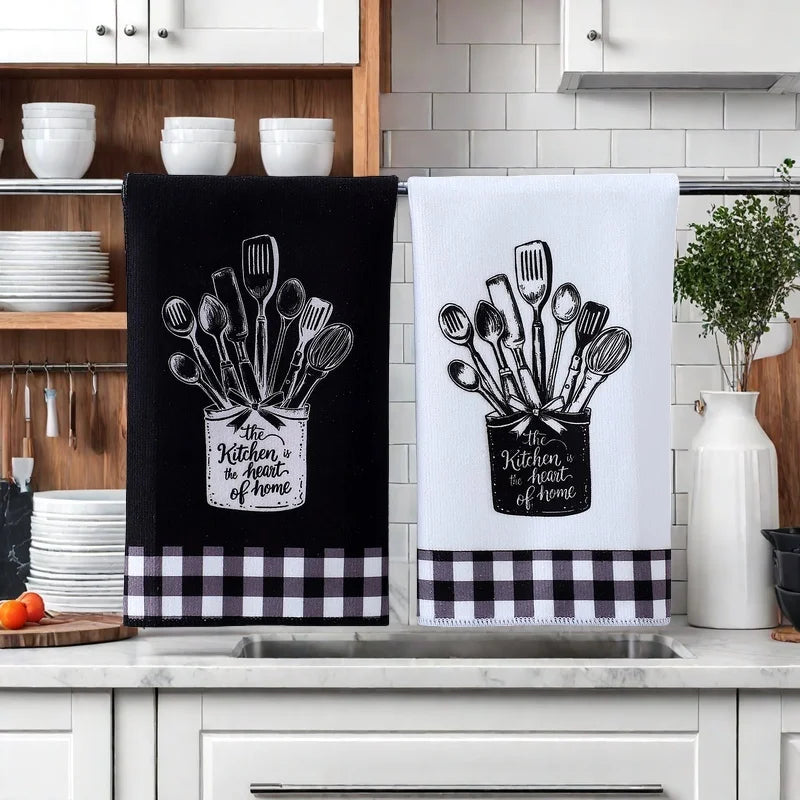 Funny Kitchen Dish Towel Set Absorbent Quick Dry Cloth Dish Tea Towels Reusable Bar Hand Dishcloths Decor for Home Supplies