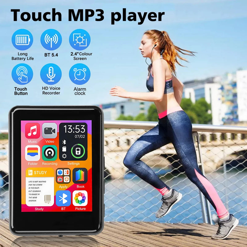 128GB MP3 Player Bluetooth Hi-Fi Music Player 2.4 Inch Touch Screen MP3 Walkman Built-in Speaker Video Recorder Camera MP3