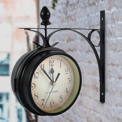 Wall Clock Retro Double-Sided Battery Operated Silent | SAMAG