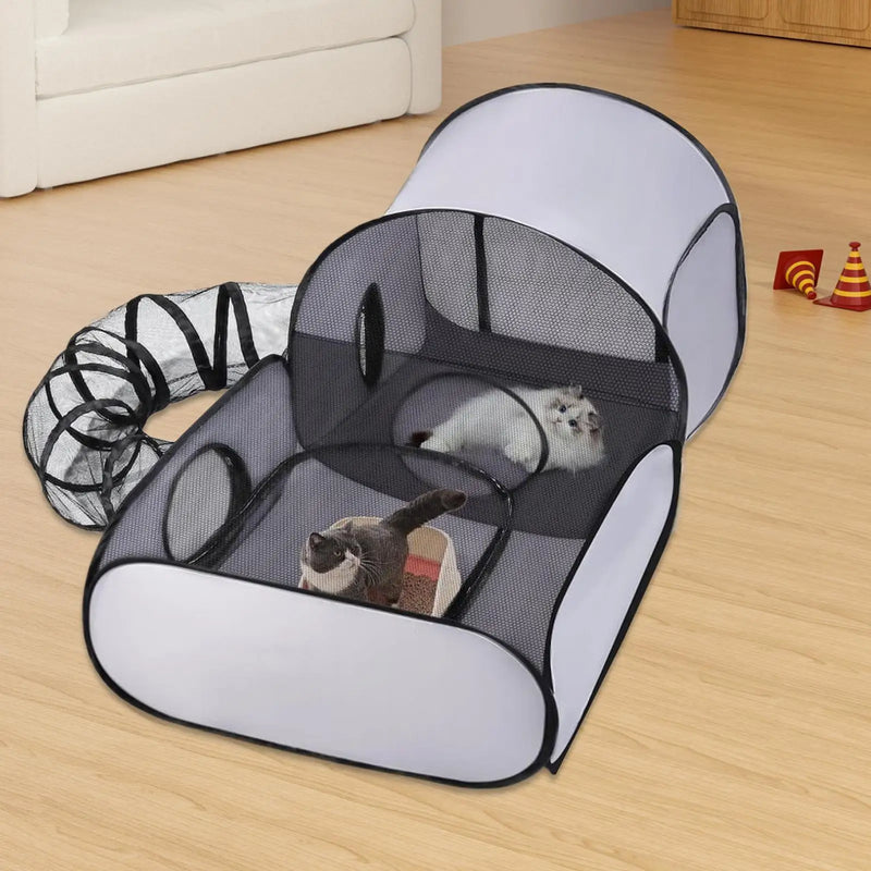 Cat Enclosure Tunnels Dog Play Pen Foldable Enclosure Tunnels House Interactive Toy Exercise Playground for Kitten Puppy Animals