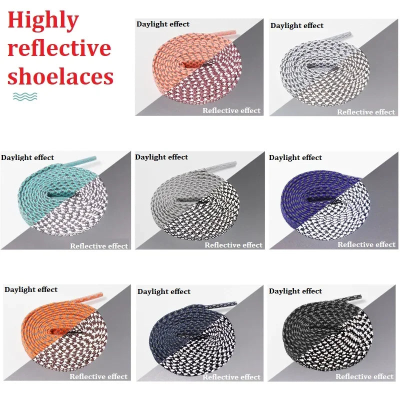 1Pair 3M Flat Reflective Shoelaces for Sneakers Glow at Night Be Applicable Sport Running AF1/AJ Luminous Shoe Lace Shoestring