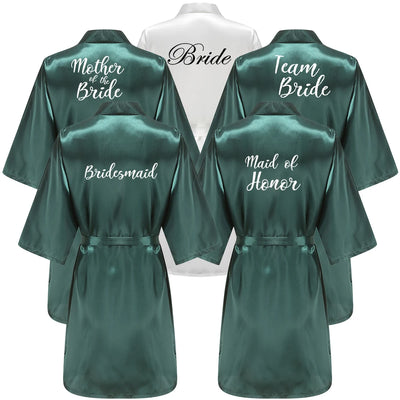 Wedding Party Team Bride Robe With White Letters Kimono | SAMAG