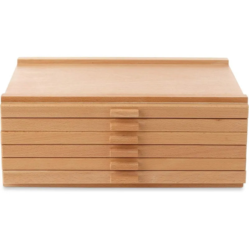 6 Drawer Wooden Artist Storage Supply Box for Pastels, Pencils, Pens, Markers, Brushes and Tools