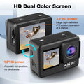 Regaton Action Camera 4K 30FPS 24MP WiFi 170° Wide Angle Len Dual Screen Display Video Camera 30M Underwater Waterproof Camera