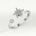 VENTFILLE 925 Sterling Silver Sunflower Diamond Zircon Rotatable Ring For Women Gift Relieve Stress Ring Jewelry Wholesale