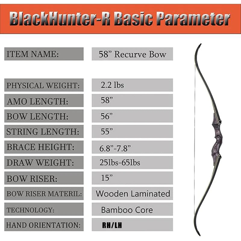 Black Hunter Takedown Recurve Bow Right and Left Handed | SAMAG