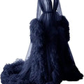 Women's Dressing Gown Perspective Sheer Long Tulle Robe Puffy Pregnancy Maternity Dress for Baby Shower Nightgown Sleepwear