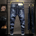 American Elastic Straight Jeans Men Ripped Worn-out | SAMAG