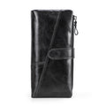 CONTACT'S Genuine Crazy Horse Cowhide Leather Men Wallets  Fashion Purse With Card Holder Vintage Long Wallet Clutch Wrist Bag