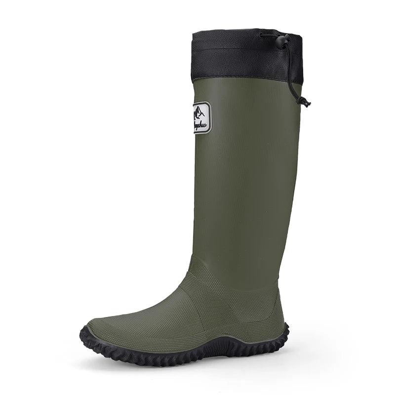 Men‘s Rain Shoes Anti-slip Fashion Lightweight Outdoor Boots Men Long Boots Button-up Comfortable Flat Work Shoes Men