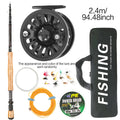 Carbon Fiber Fly Fishing Rod Reel Combo Kit 240cm 270cm Portable Full Set With Simulation Fly Lures Braided Line Storage Bag 8