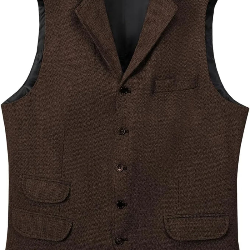 Men's Vest Herringbone Tweed  Suits Vests Slim Fit Business Herringbone Men's Waistcoat For Wedding