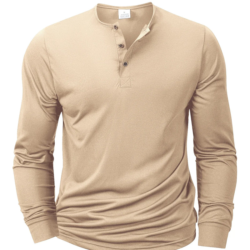 New Men's Henley T-shirts Long Sleeve Basic Casual Band | SAMAG