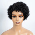 Natural Brown Short Pixie Cut Part Lace Jerry Curly 100% Human Hair Wigs With Bangs For Women Peruvian Remy Hair Glueless Wigs