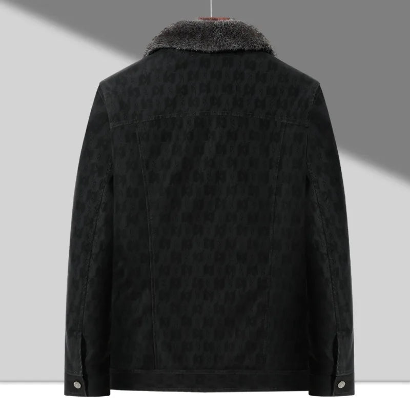 Men Fashion Men Fur Collar Fleece Warm Leather Jackets Male Multi-pockets Casual PU Leather Coats Short Jackets Men Clothing 5XL