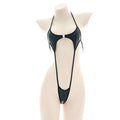 Sexy Jumpsuit patent leather bikini Straps Bandage Bodysuit Beach Girl One-piece Bikini Costume Women Pajamas Lingerie Uniform