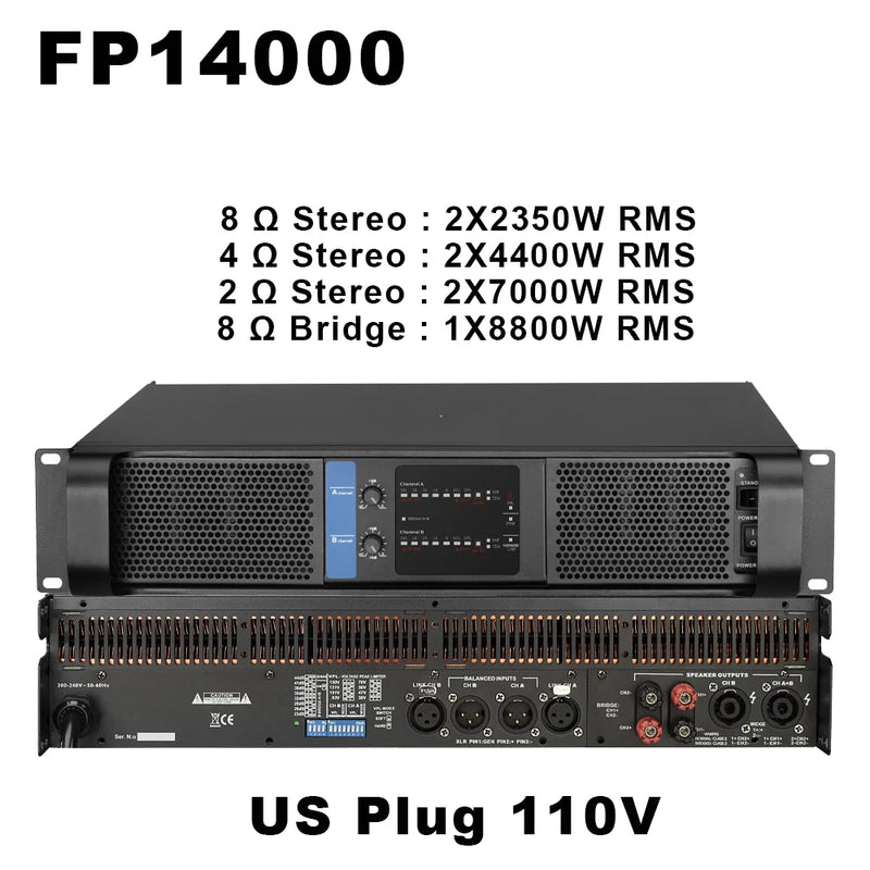 Original LOGO FP10000Q Professional Digital Power Amplifier 4x1350W 10000 Watt FP14000 2X2350W Audio DJ Subwoofer Amplifier