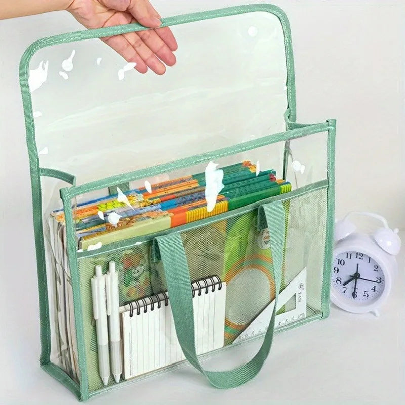 Large-capacity transparent file bags - Multi-pocket design, suitable for tablets, A4 paper and stationery, Back-to-School season