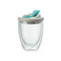 Cute Portable Water Cup Double Wall Glass Cup With Leak-Proof LidTransparent Insulated Coffee Cups Milk Tea Juice Mug Dinkware