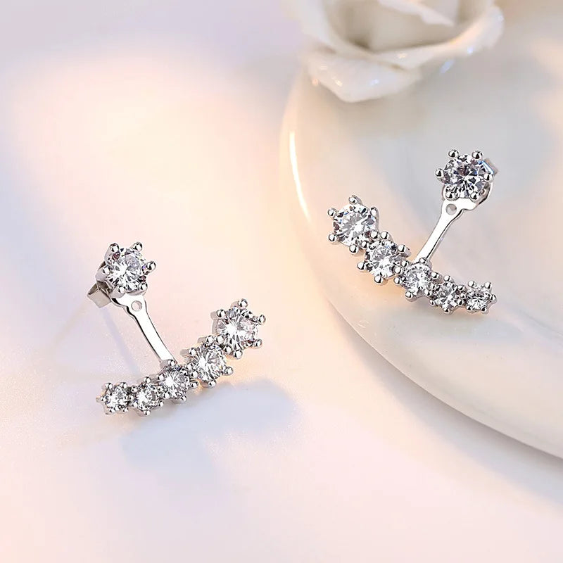 New 925 Sterling Silver Moissanite Earrings Noble for Women Exquisite Girlfriend Wedding Engagement - Visuel 2 | SAMAG
